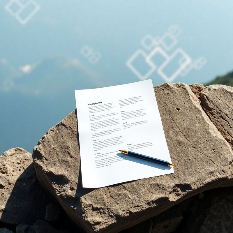 Dokumenti in geometrijski elementi na kamniti površini v azurnih tonih